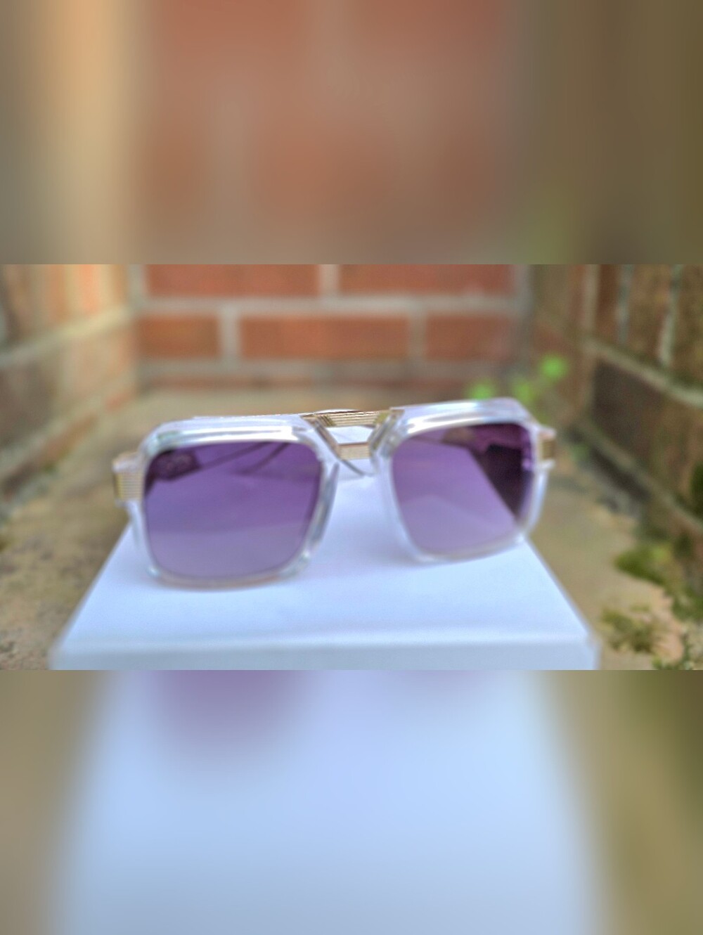 Cazal Clear Frame Sunglasses with Purple Lenses